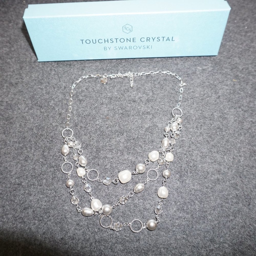 Touchstone SWAROVSKI South Seas Necklace Retired Pearl and Crystal statement NIB